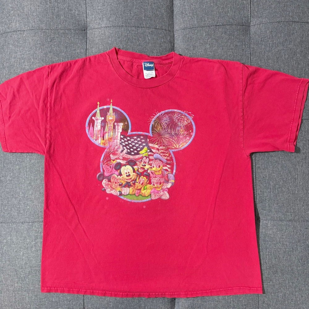 Disney Tshirt Red XL Mickey Mouse Cotton